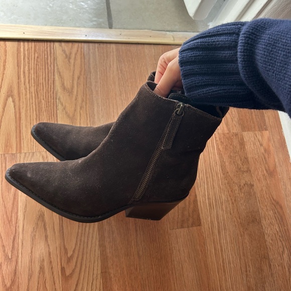 Dark Brown Suede Ankle Boots - Picture 2 of 5